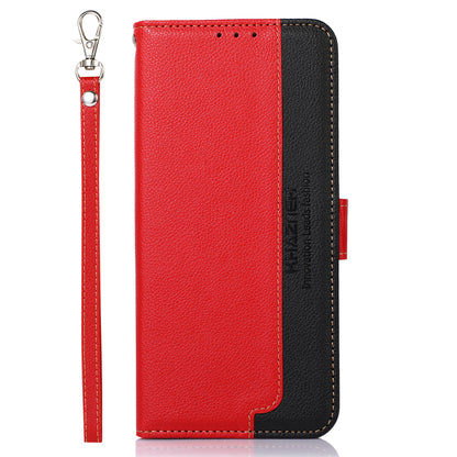 KHAZNEH Litchi Texture RFID Anti-theft Swiping Function Leather Phone Case for iPhone 13 Pro 6.1 inch