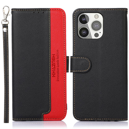 KHAZNEH Litchi Texture RFID Anti-theft Swiping Function Leather Phone Case for iPhone 13 Pro 6.1 inch