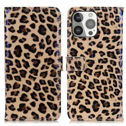 Leopard Print TPU Leather Folio Stand Wallet Case with Magnetic Closure for iPhone 13 Pro 6.1 inch