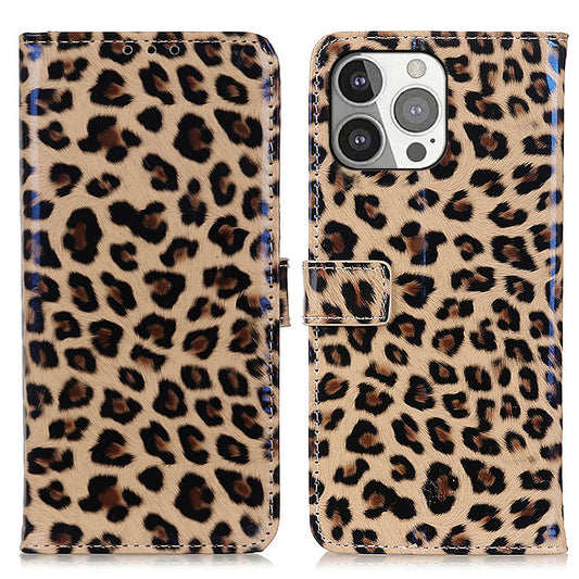 Leopard Print TPU Leather Folio Stand Wallet Case with Magnetic Closure for iPhone 13 Pro 6.1 inch