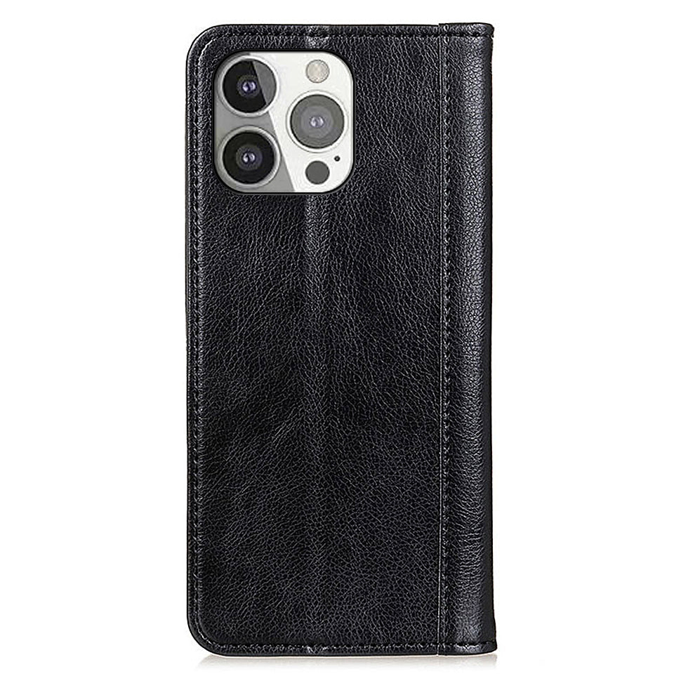 Litchi Texture Split Leather Strong Magnet Absorption Wallet Stand Case Cover for iPhone 13 Pro 6.1-inch