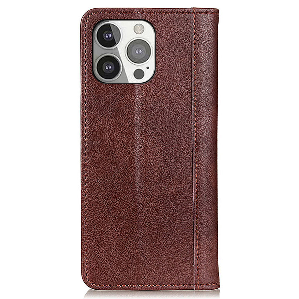 Litchi Texture Split Leather Strong Magnet Absorption Wallet Stand Case Cover for iPhone 13 Pro 6.1-inch