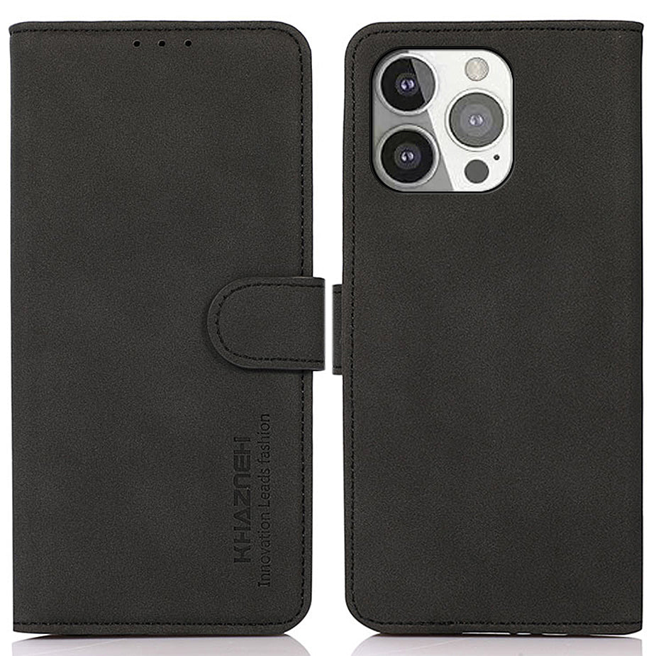 KHAZNEH Smooth Textured Leather Phone Wallet Design Cover Stand Case for iPhone 13 Pro 6.1 inch