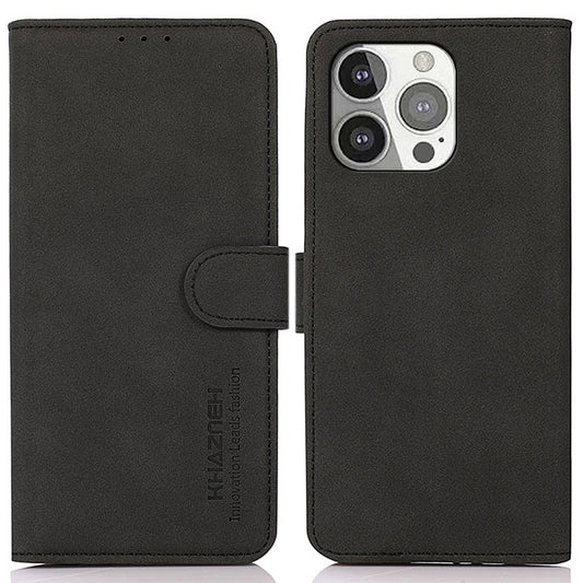 KHAZNEH Smooth Textured Leather Phone Wallet Design Cover Stand Case for iPhone 13 Pro 6.1 inch