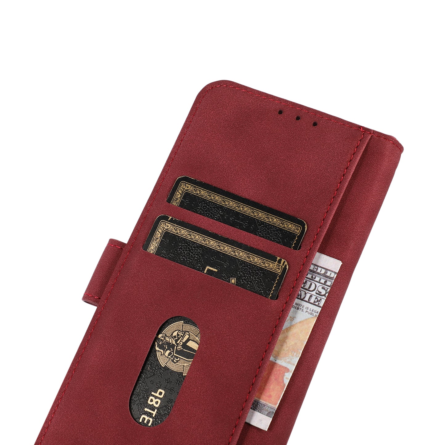KHAZNEH Smooth Textured Leather Phone Wallet Design Cover Stand Case for iPhone 13 Pro 6.1 inch