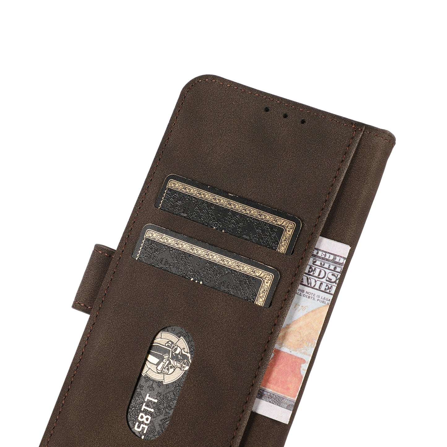 KHAZNEH Smooth Textured Leather Phone Wallet Design Cover Stand Case for iPhone 13 Pro 6.1 inch