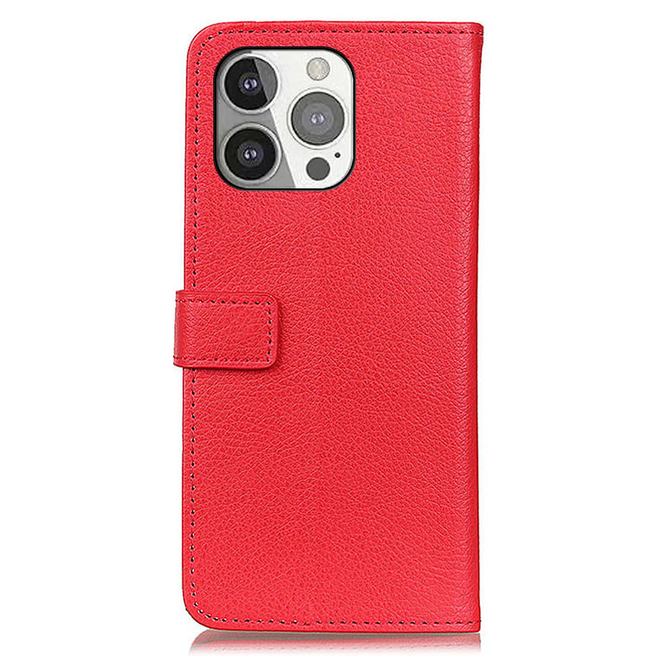 Litchi Skin Magnetic Leather Wallet Stand Case for iPhone 13 Pro 6.1 inch