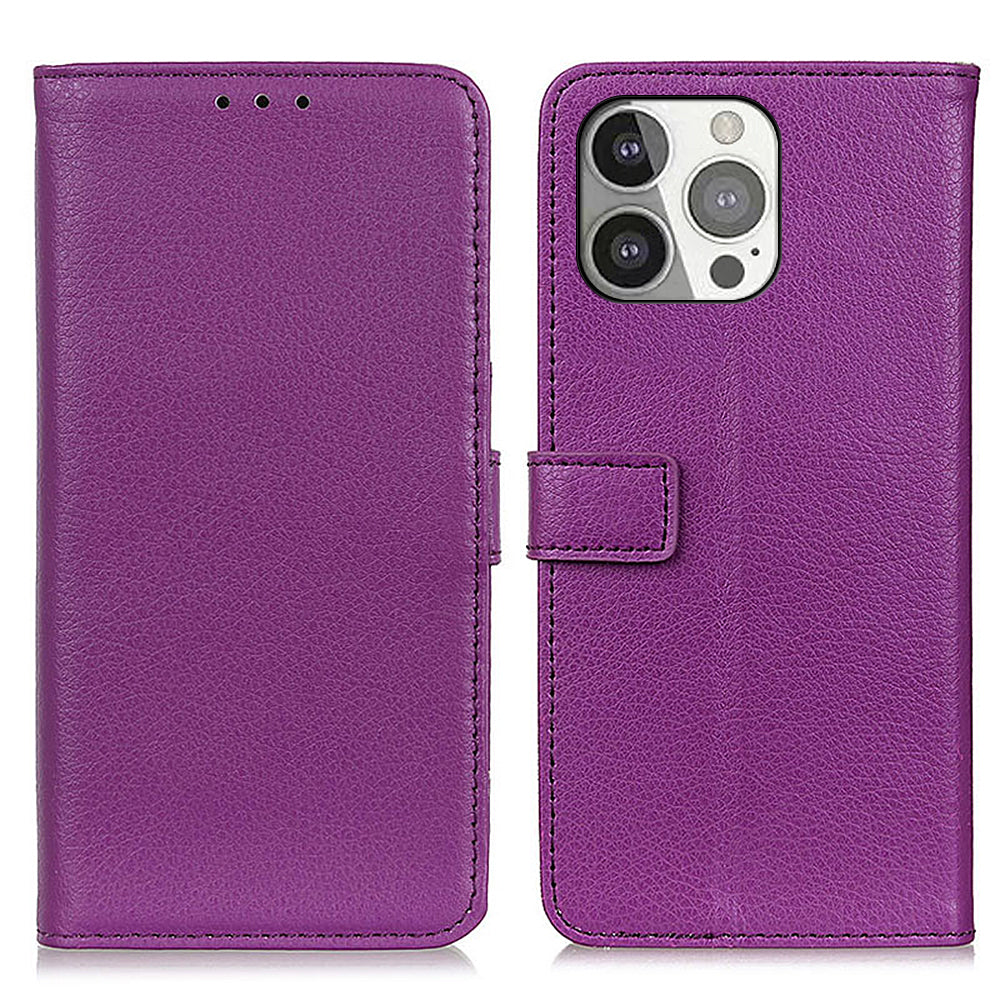 Litchi Skin Magnetic Leather Wallet Stand Case for iPhone 13 Pro 6.1 inch
