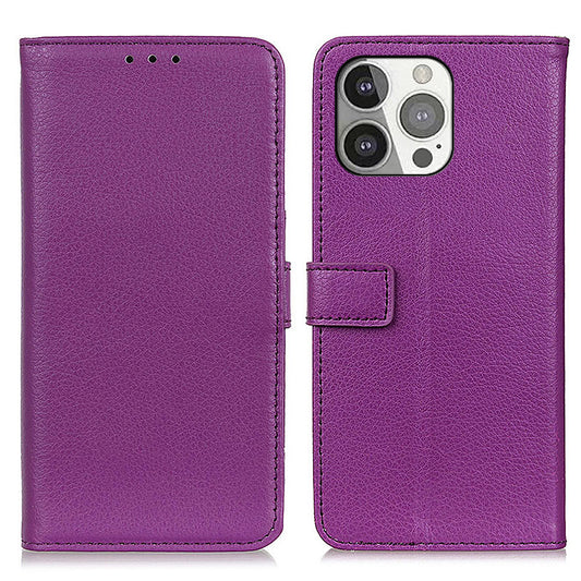 Litchi Skin Magnetic Leather Wallet Stand Case for iPhone 13 Pro 6.1 inch