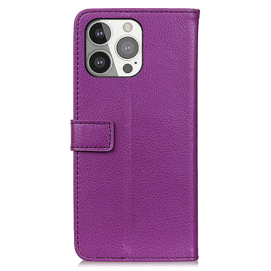 Litchi Skin Magnetic Leather Wallet Stand Case for iPhone 13 Pro 6.1 inch