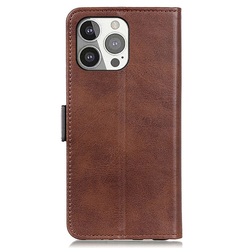 Wallet Design Sided Magnetic Clasp Leather Case Stand Cover for iPhone 13 Pro 6.1 inch