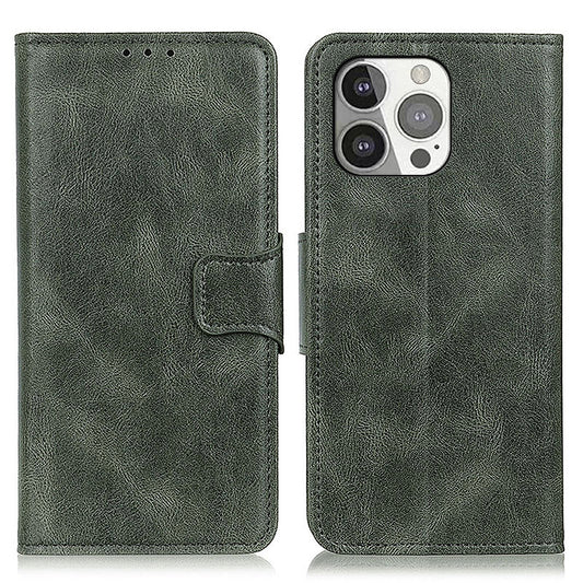 Crazy Horse PU Leather Wallet Protective Case Shell with Stand for iPhone 13 Pro 6.1-inch