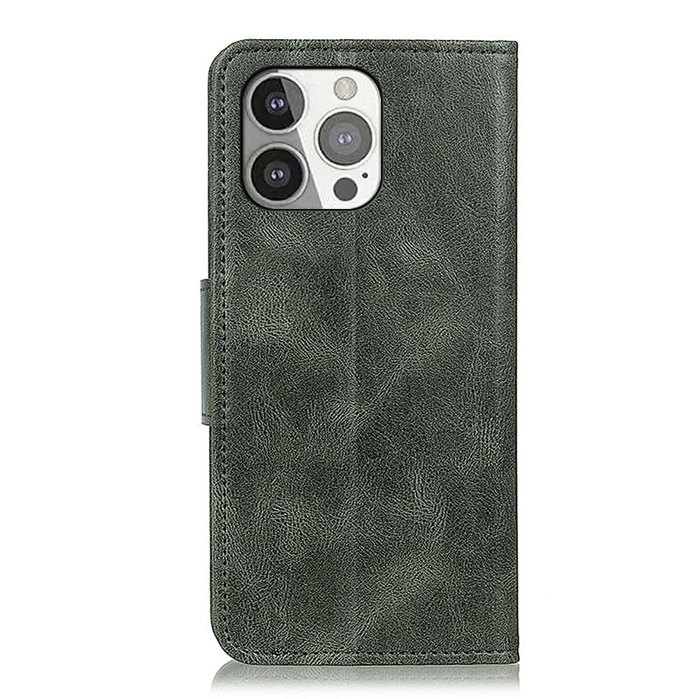 Crazy Horse PU Leather Wallet Protective Case Shell with Stand for iPhone 13 Pro 6.1-inch