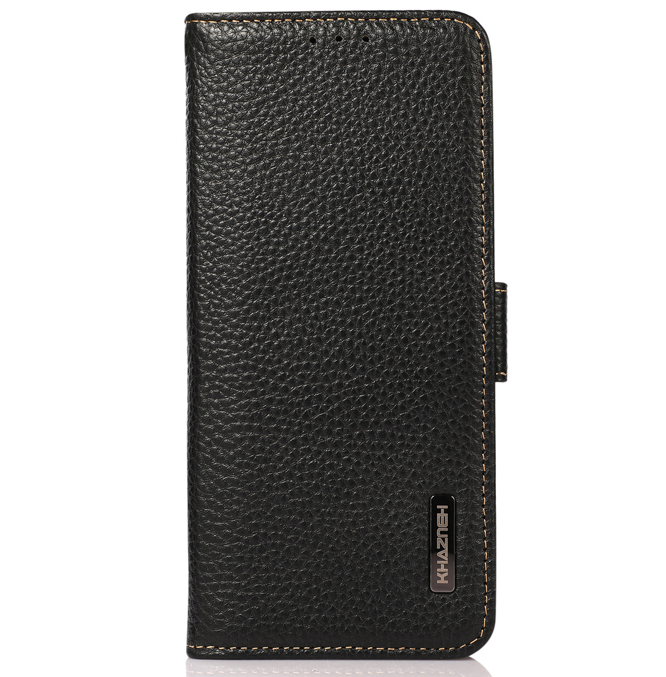 KHAZNEH Litchi Texture Anti-theft Swiping Design Genuine Leather Wallet Phone Case Shell for iPhone 13 Pro Max 6.7 inch