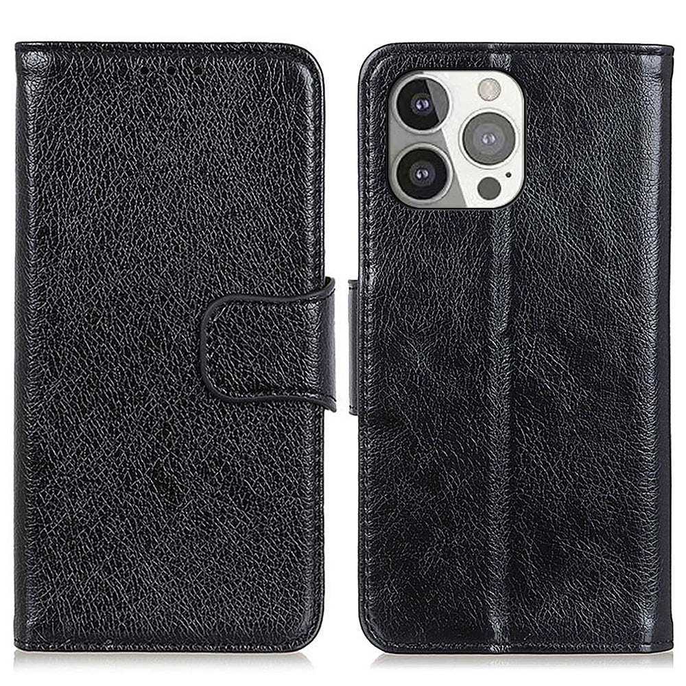 Full Protection Nappa Texture Split Leather Stand Wallet Phone Cover Case for iPhone 13 Pro 6.1 inch