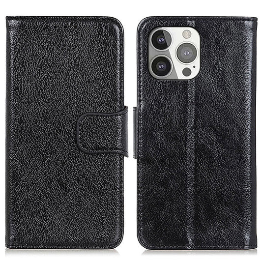 Full Protection Nappa Texture Split Leather Stand Wallet Phone Cover Case for iPhone 13 Pro 6.1 inch