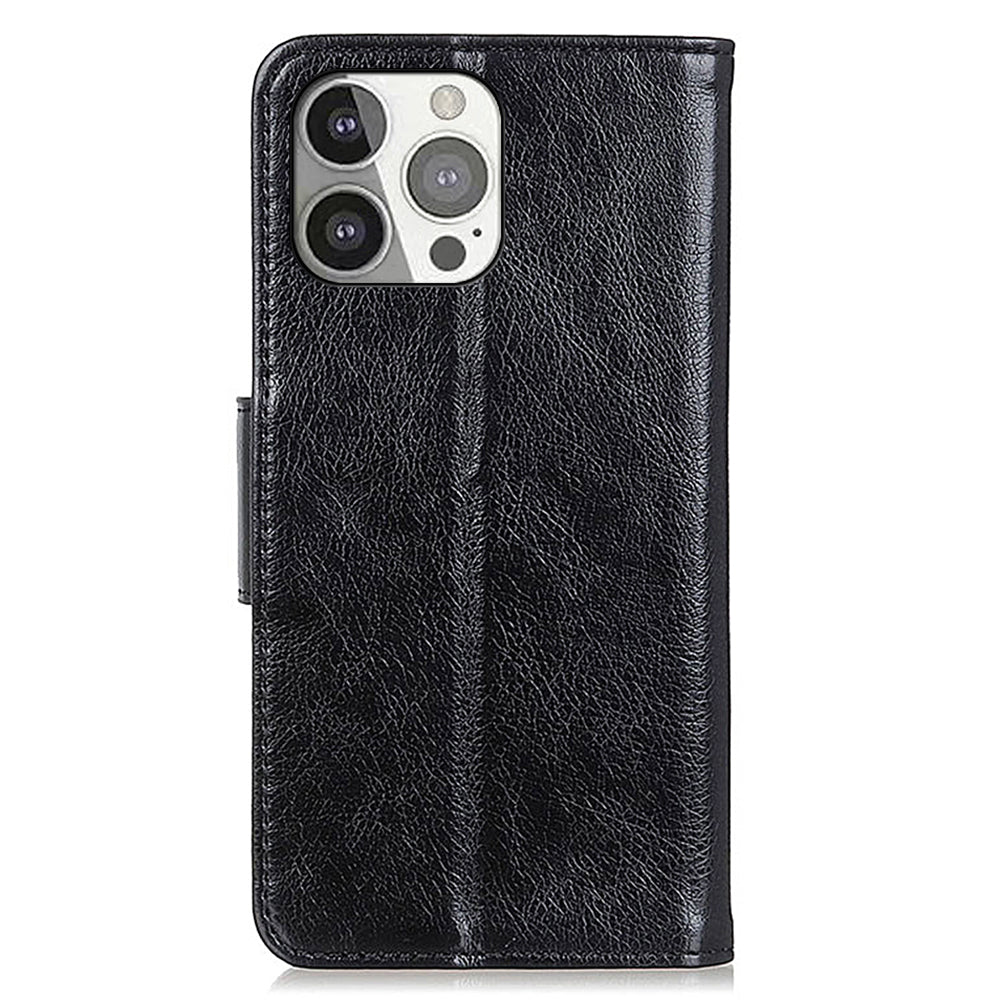 Full Protection Nappa Texture Split Leather Stand Wallet Phone Cover Case for iPhone 13 Pro 6.1 inch