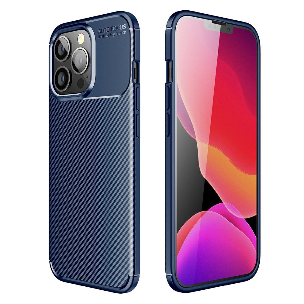 Shockproof Carbon Fiber Texture TPU Phone Case Cover for iPhone 13 Pro 6.1-inch