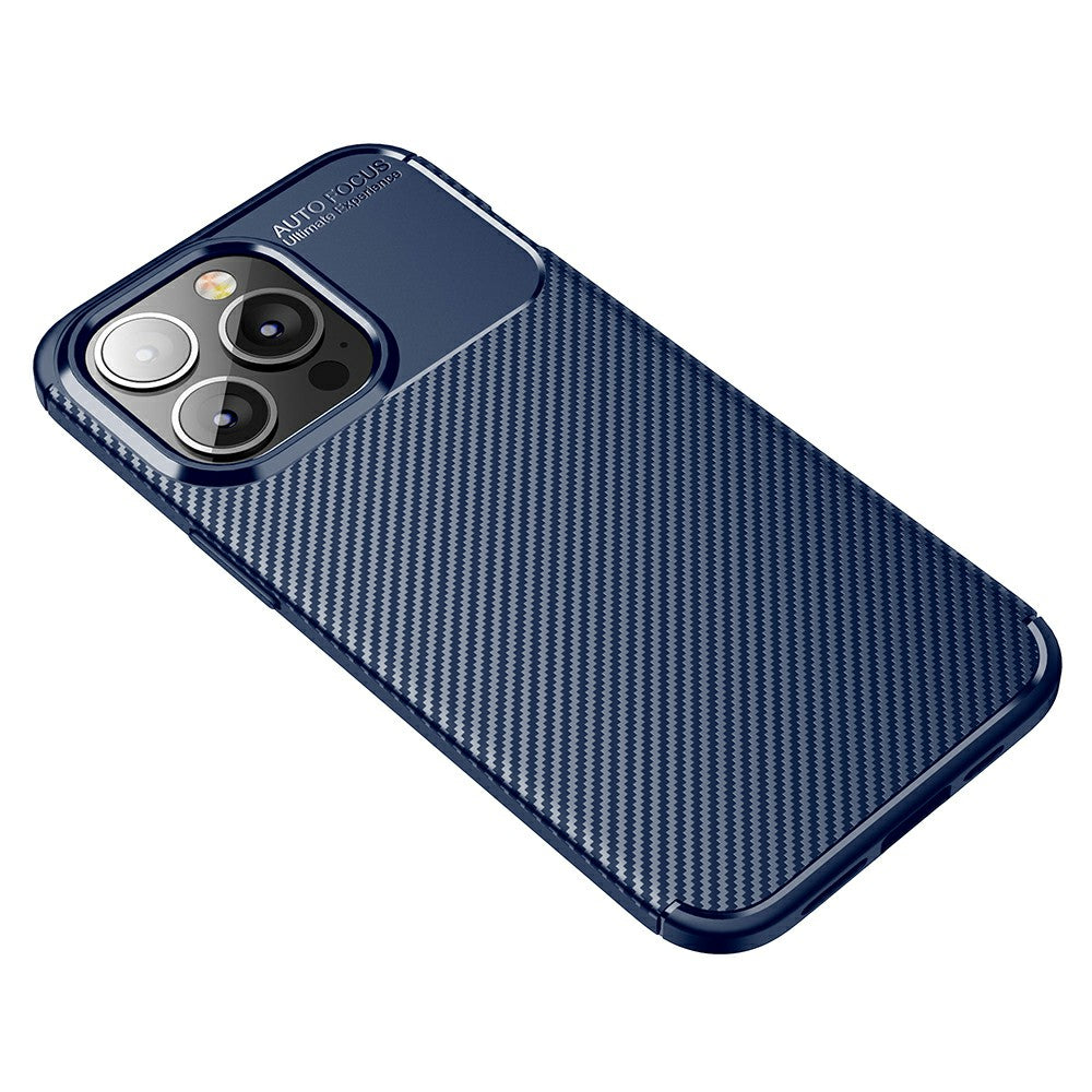 Shockproof Carbon Fiber Texture TPU Phone Case Cover for iPhone 13 Pro 6.1-inch