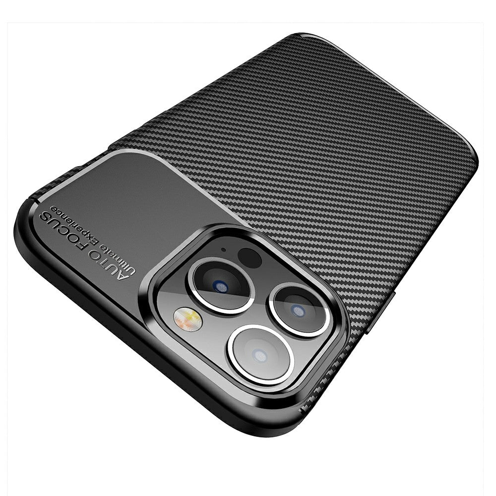 Shockproof Carbon Fiber Texture TPU Phone Case Cover for iPhone 13 Pro 6.1-inch