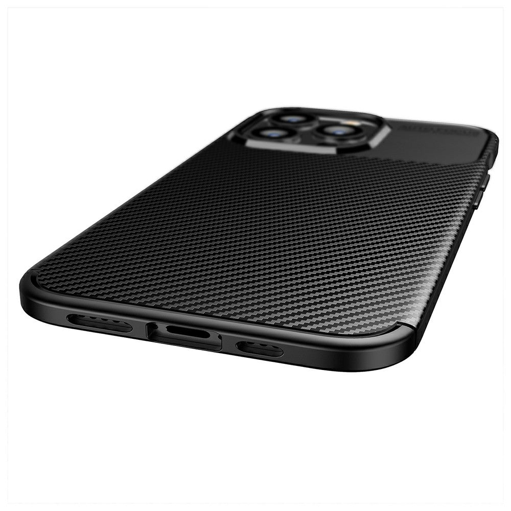 Shockproof Carbon Fiber Texture TPU Phone Case Cover for iPhone 13 Pro 6.1-inch