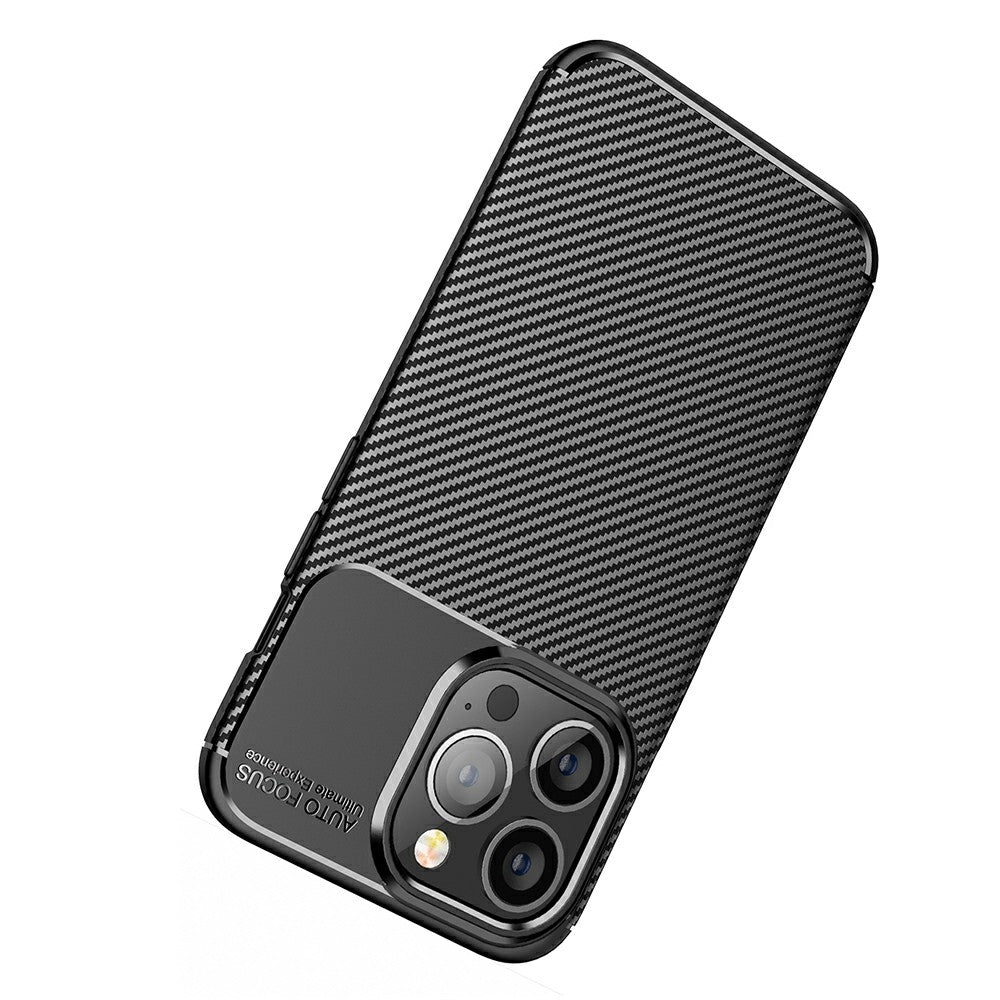 Shockproof Carbon Fiber Texture TPU Phone Case Cover for iPhone 13 Pro 6.1-inch