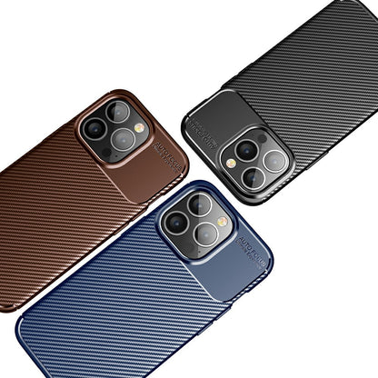Shockproof Carbon Fiber Texture TPU Phone Case Cover for iPhone 13 Pro 6.1-inch