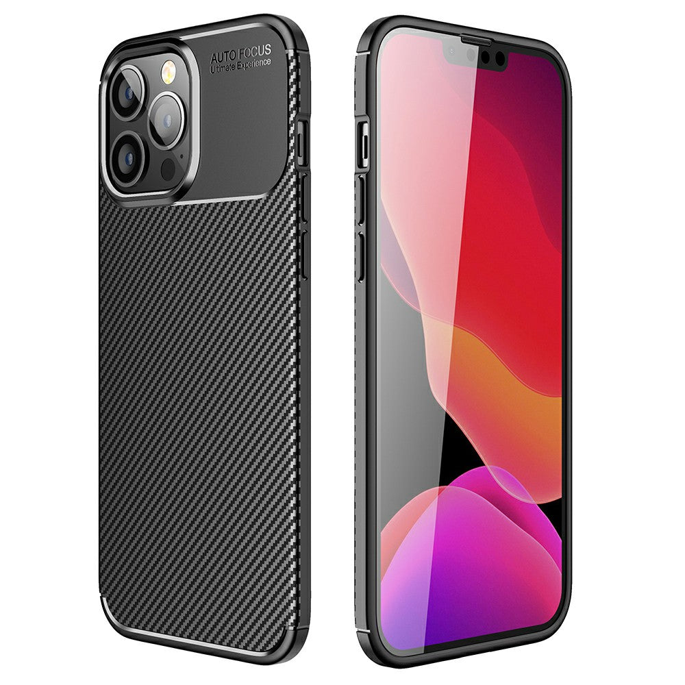 Carbon Fiber Texture Anti-Drop TPU Phone Case Cover for iPhone 13 Pro Max 6.7-inch