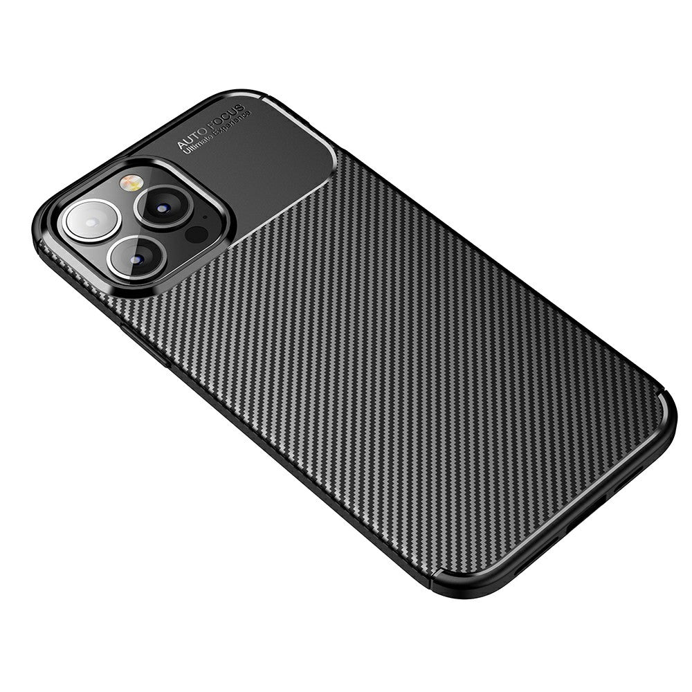 Carbon Fiber Texture Anti-Drop TPU Phone Case Cover for iPhone 13 Pro Max 6.7-inch