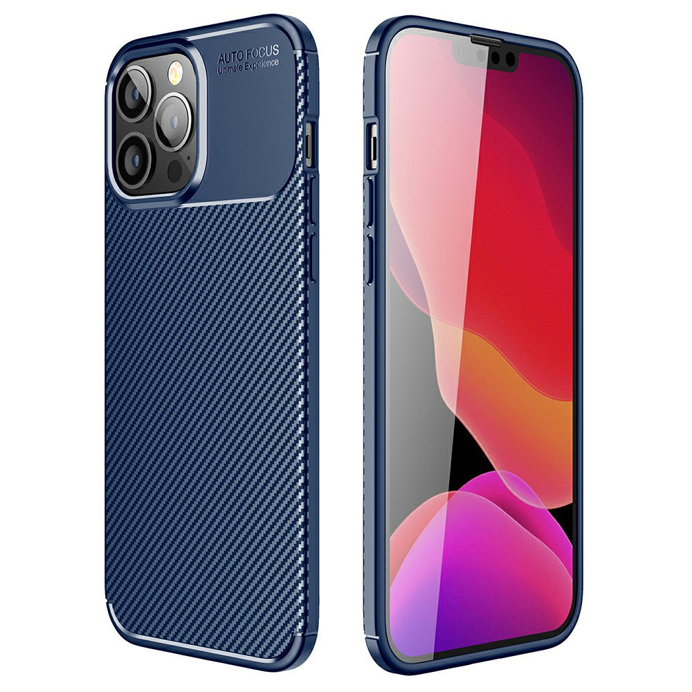 Carbon Fiber Texture Anti-Drop TPU Phone Case Cover for iPhone 13 Pro Max 6.7-inch