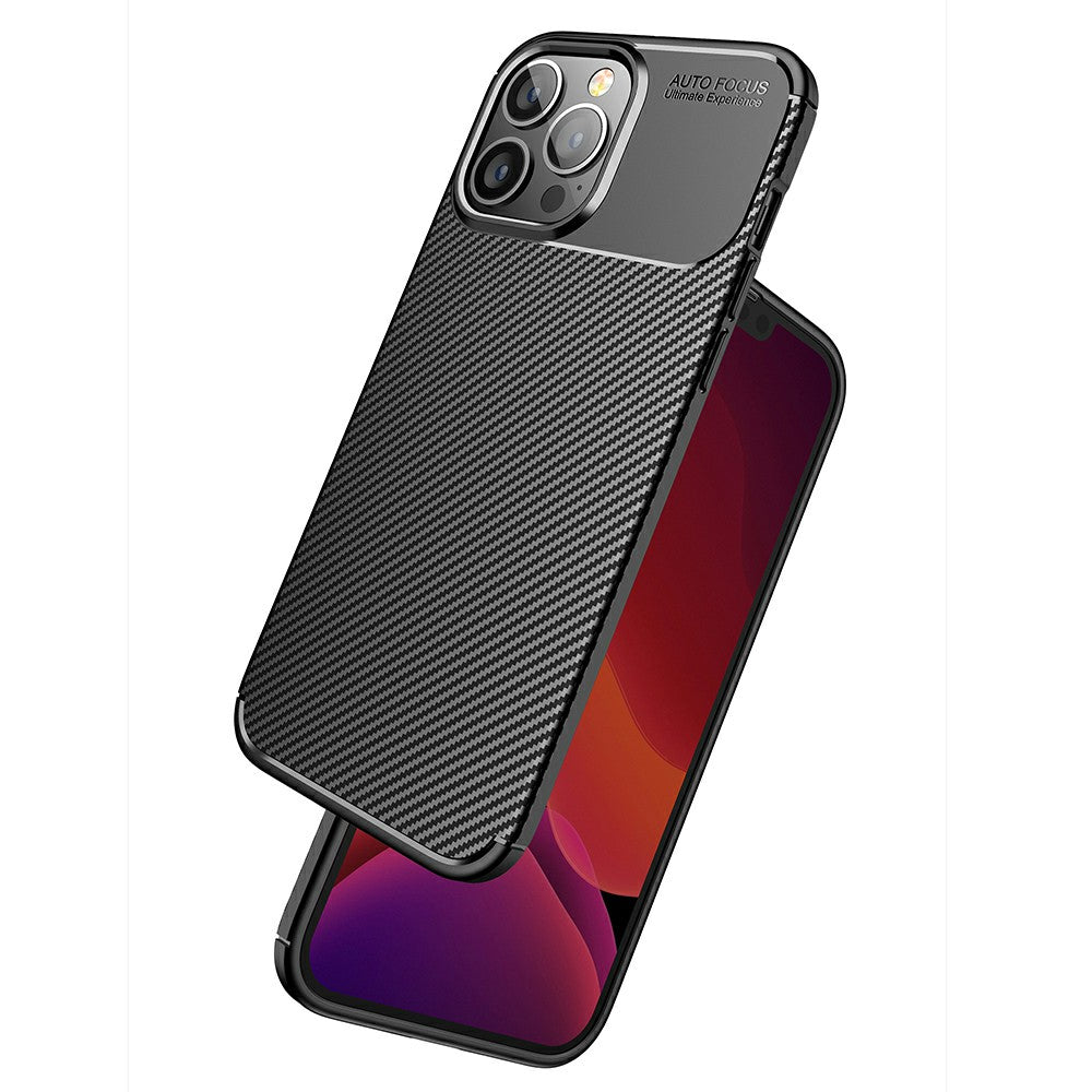 Carbon Fiber Texture Anti-Drop TPU Phone Case Cover for iPhone 13 Pro Max 6.7-inch