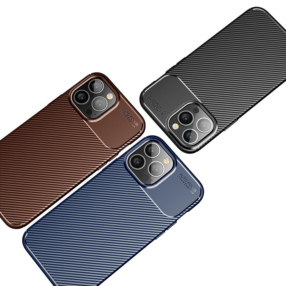 Carbon Fiber Texture Anti-Drop TPU Phone Case Cover for iPhone 13 Pro Max 6.7-inch