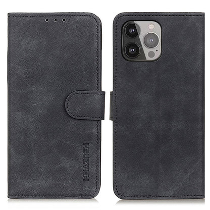 KHAZNEH Drop-Proof Retro Textured Wallet Stand Design Leather Cover for iPhone 13 Pro Max 6.7 inch