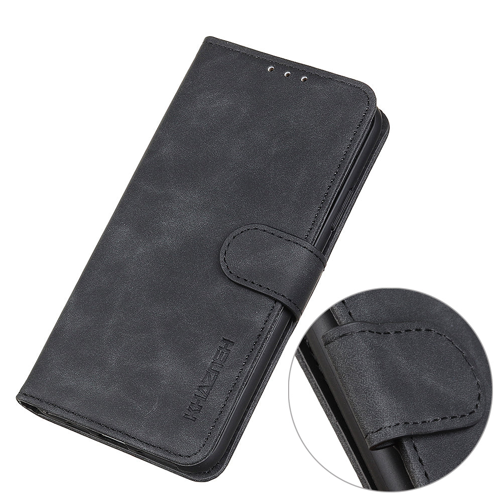 KHAZNEH Drop-Proof Retro Textured Wallet Stand Design Leather Cover for iPhone 13 Pro Max 6.7 inch