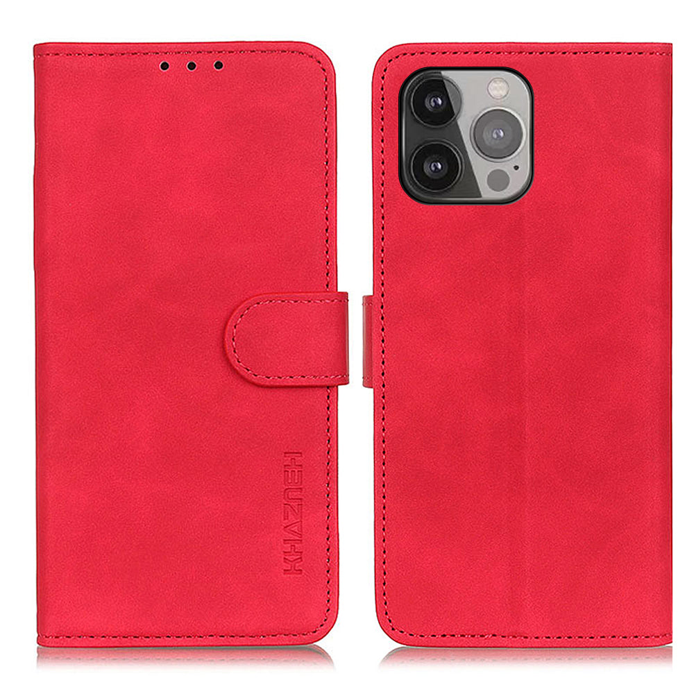 KHAZNEH Drop-Proof Retro Textured Wallet Stand Design Leather Cover for iPhone 13 Pro Max 6.7 inch