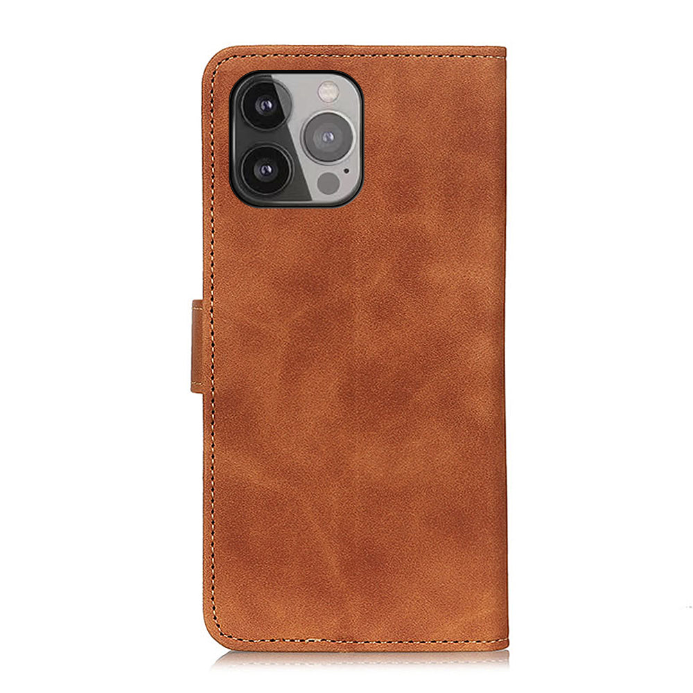 KHAZNEH Drop-Proof Retro Textured Wallet Stand Design Leather Cover for iPhone 13 Pro Max 6.7 inch