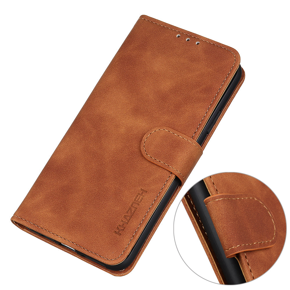 KHAZNEH Drop-Proof Retro Textured Wallet Stand Design Leather Cover for iPhone 13 Pro Max 6.7 inch