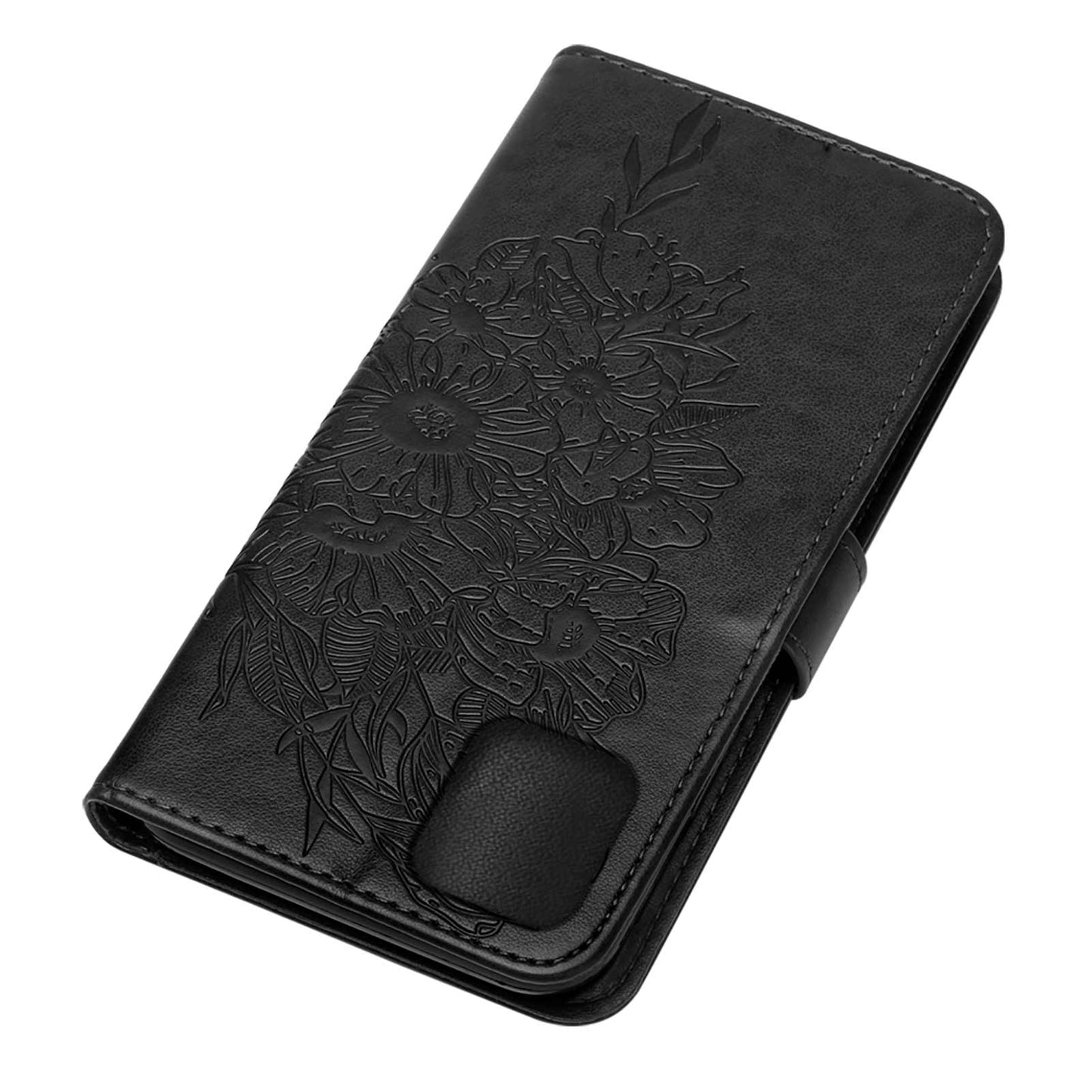 Full Protective Imprint Butterfly Flower Pattern Wallet Stand Leather Phone Case for iPhone 13 Pro 6.1 inch