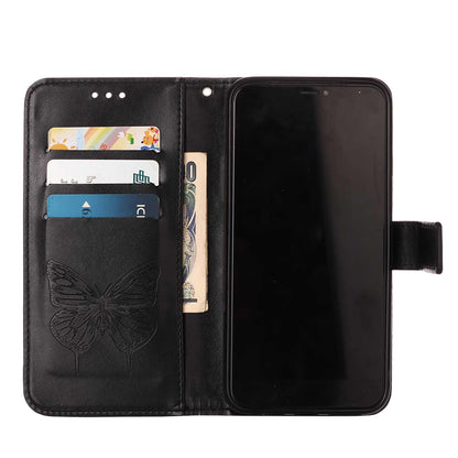 Full Protective Imprint Butterfly Flower Pattern Wallet Stand Leather Phone Case for iPhone 13 Pro 6.1 inch