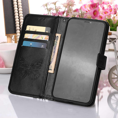 Full Protective Imprint Butterfly Flower Pattern Wallet Stand Leather Phone Case for iPhone 13 Pro 6.1 inch