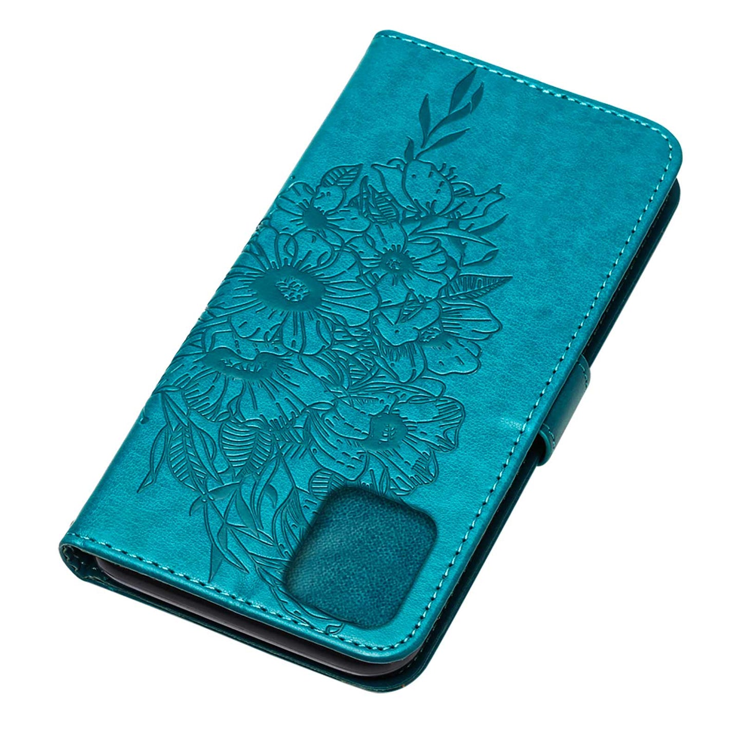 Full Protective Imprint Butterfly Flower Pattern Wallet Stand Leather Phone Case for iPhone 13 Pro 6.1 inch