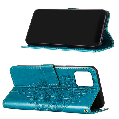 Full Protective Imprint Butterfly Flower Pattern Wallet Stand Leather Phone Case for iPhone 13 Pro 6.1 inch