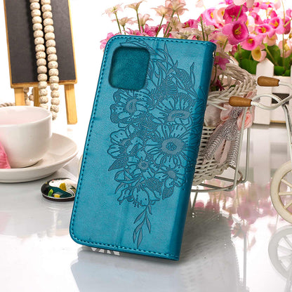 Full Protective Imprint Butterfly Flower Pattern Wallet Stand Leather Phone Case for iPhone 13 Pro 6.1 inch