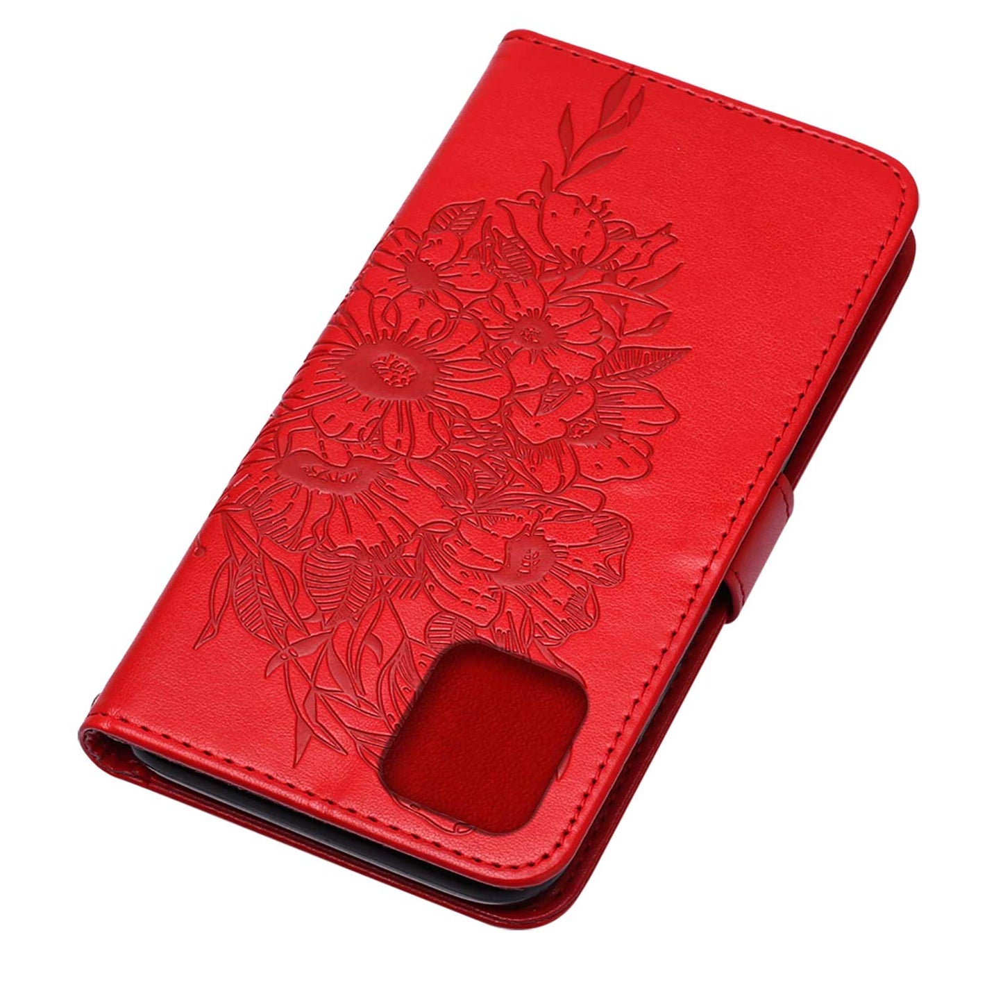 Full Protective Imprint Butterfly Flower Pattern Wallet Stand Leather Phone Case for iPhone 13 Pro 6.1 inch