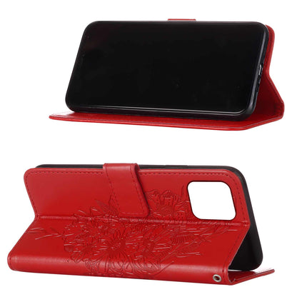 Full Protective Imprint Butterfly Flower Pattern Wallet Stand Leather Phone Case for iPhone 13 Pro 6.1 inch