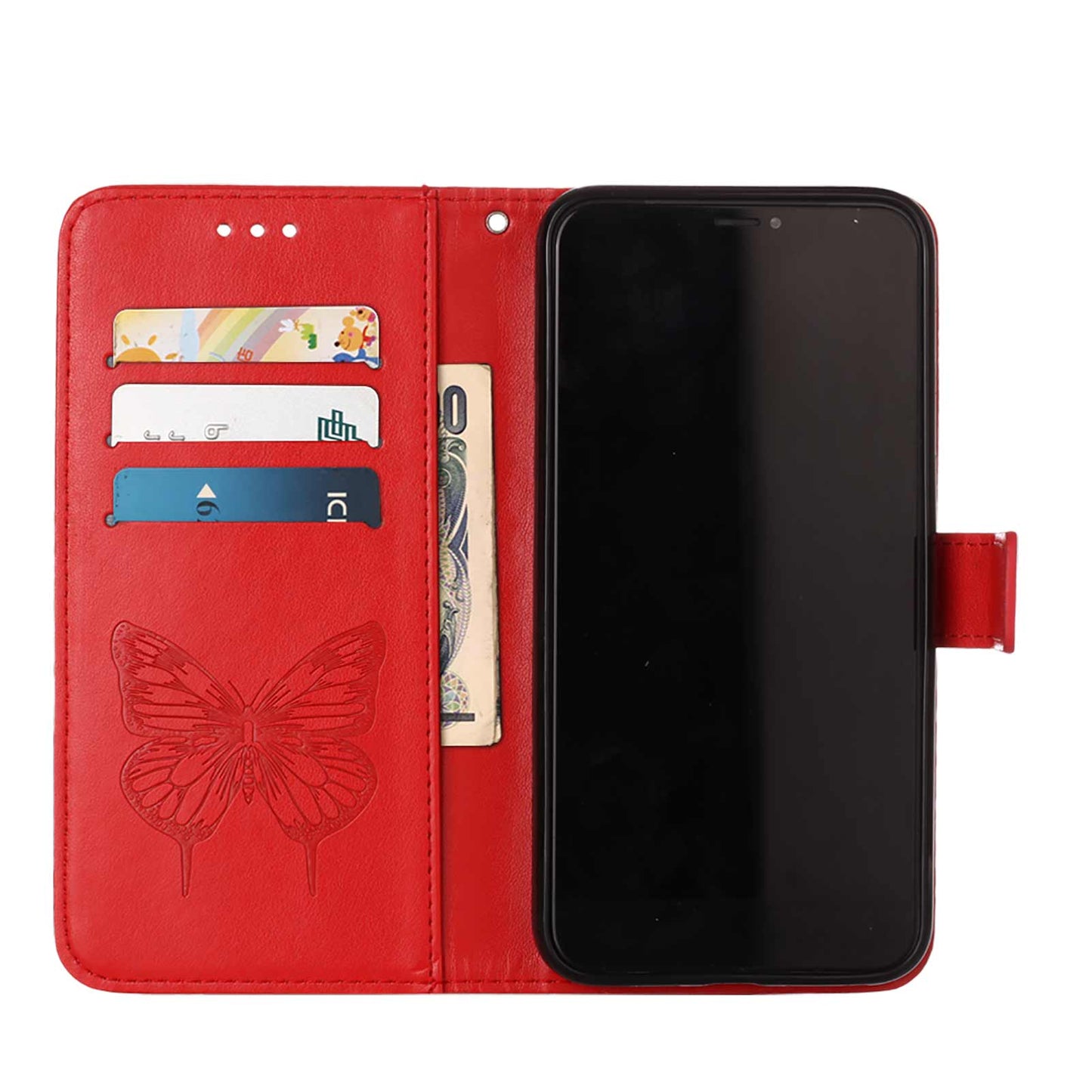 Full Protective Imprint Butterfly Flower Pattern Wallet Stand Leather Phone Case for iPhone 13 Pro 6.1 inch