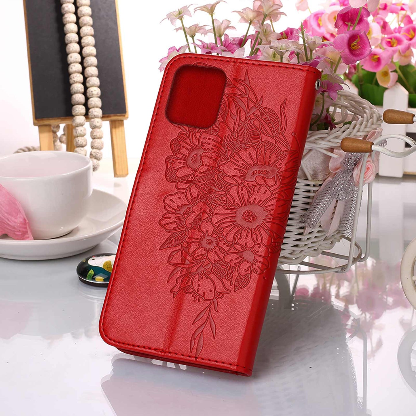 Full Protective Imprint Butterfly Flower Pattern Wallet Stand Leather Phone Case for iPhone 13 Pro 6.1 inch