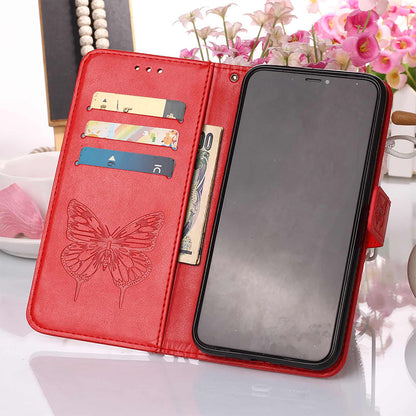 Full Protective Imprint Butterfly Flower Pattern Wallet Stand Leather Phone Case for iPhone 13 Pro 6.1 inch