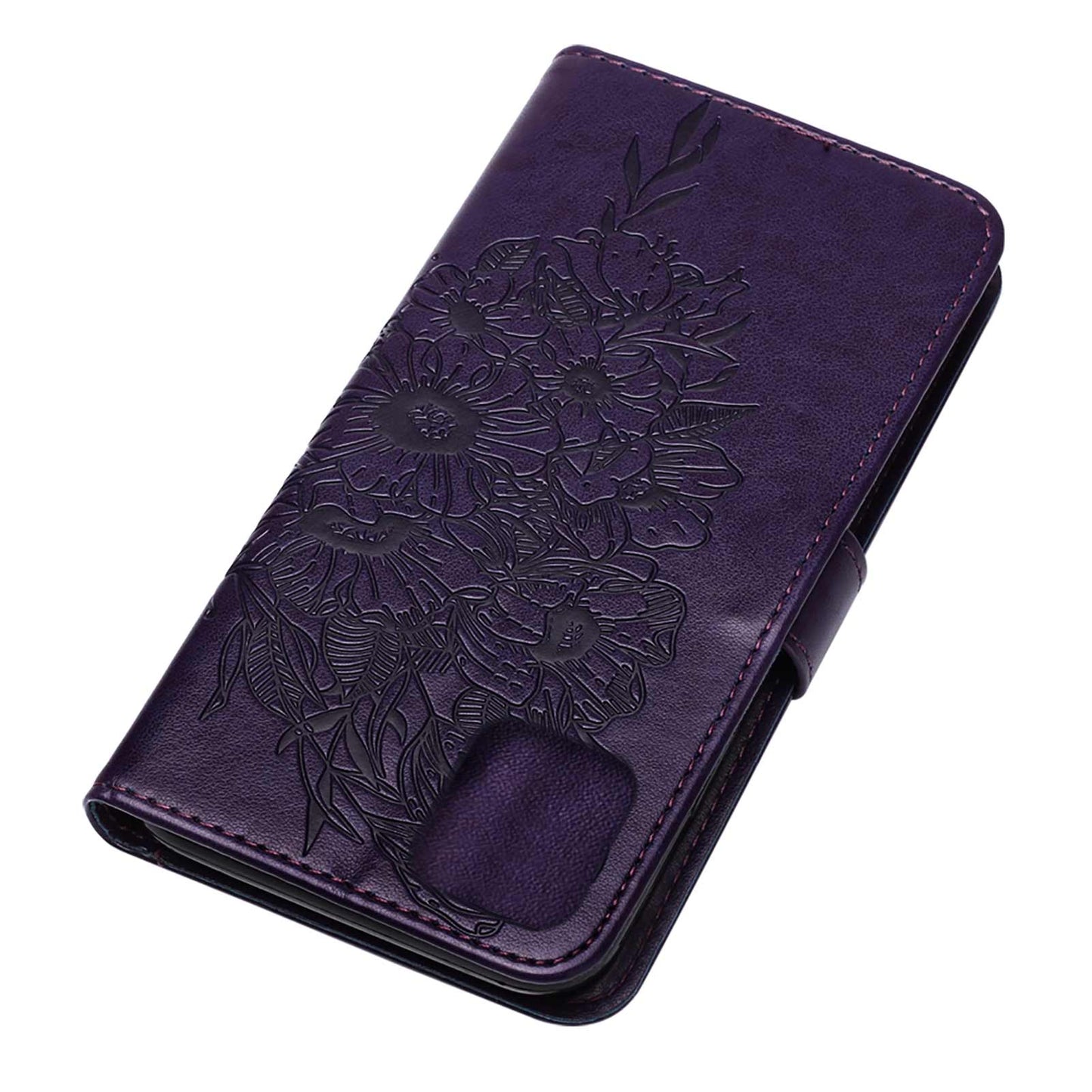 Full Protective Imprint Butterfly Flower Pattern Wallet Stand Leather Phone Case for iPhone 13 Pro 6.1 inch