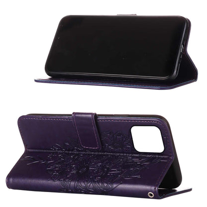 Full Protective Imprint Butterfly Flower Pattern Wallet Stand Leather Phone Case for iPhone 13 Pro 6.1 inch